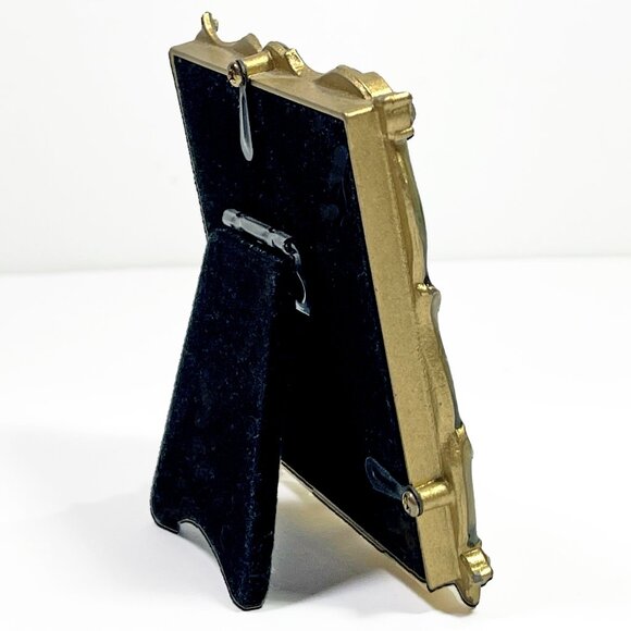 COLLETTE ET CIE Mini Picture Frame Square Green Enamel 3x3 Pink Flower - Picture 4 of 6